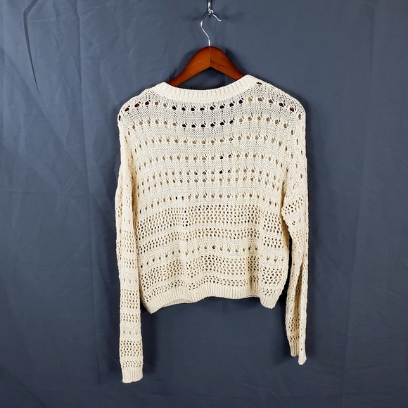 Xhilaration Cream White Mesh Knit Sweater Large - Picture 3 of 9
